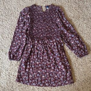 Floral Long Sleeve Dress - Purple and Blue